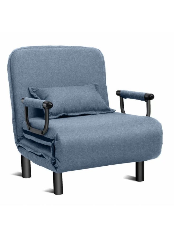 HOCC 5 in 1 Foldable Sofa Bed - Convertible Chair Cough Recliner Loungue Bed (Lake Blue) - Image 3